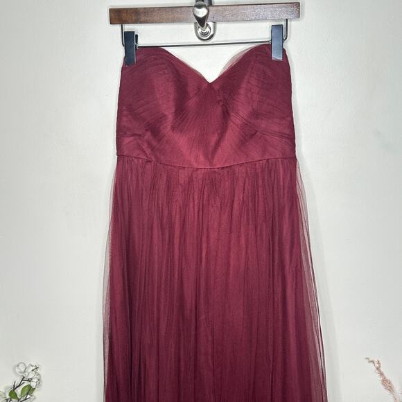 BHLDN x JENNY YOO Annabelle Convertible Tulle Maxi Dress Black Cherry Sz 10 {V3} - Picture 3 of 8